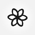 Isolated simple flower drawn by hand. Floral icon, symbol, sign, logo. Royalty Free Stock Photo