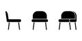 Isolated simple office chair vector illustration icon pictogram set. Front, side view silhouette