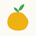 Isolated simple tangerine flat artwork., asian yuzu