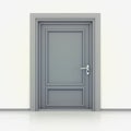 Isolated single classic closed door closeup 3D