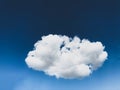 An isolated single cloud in the blue sky on a bright sunny day.