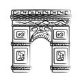 Isolated sketch of Arch of Triumph landmark Vector