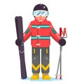 Isolated skier mountain winter mountains vacation skiing flat design vector illustration