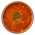 Portion of slavic traditional red soup solyanka Royalty Free Stock Photo