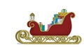 Isolated sleigh with many gift boxes on white background Royalty Free Stock Photo