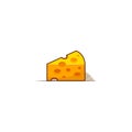 Isolated slice cheese vector graphics