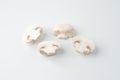 The isolated sliced white mushrooms Royalty Free Stock Photo