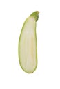 Isolated sliced zucchini on the white background