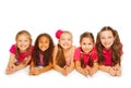 Isolated small girls laying on white background