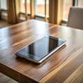 A isolated smart phone on wooden table Royalty Free Stock Photo