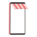 Isolated smartphone device with a shop tent Vector