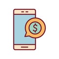 Isolated smartphone with dollar bubble line and fill style icon vector design