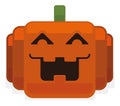 Isolated Smiling Pumpkin Made with Rounded Squares, Vector Illustration