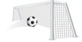 Isolated soccer ball in net