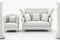 Isolated sofa pieces against a white background