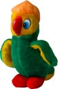 Isolated soft toy parrot on white background