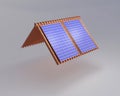 Isolated solar panel on the roof.3d illustration