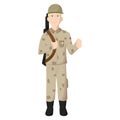 Isolated soldier cartoon holding an assault rifle Vector