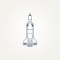 isolated space rocket icon logo template vector illustration design. vintage futuristic, space, innovation line art icon logo