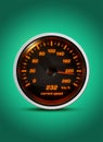 Isolated speedometer shows current speed of 232 kilometers an ho Royalty Free Stock Photo