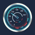 Isolated speedometers for dashboard. Device for measuring speed and futuristic speedometer, technology gauge with arrow Royalty Free Stock Photo