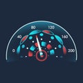 Isolated speedometers for dashboard. Device for measuring speed and futuristic speedometer, technology gauge with arrow Royalty Free Stock Photo