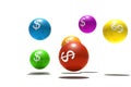 Isolated spheres with dollar symbol Royalty Free Stock Photo