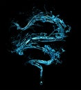 Isolated spiral blue splash of water on a black background. 3d illustration, 3d rendering
