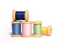 Isolated spools of colored threads Royalty Free Stock Photo