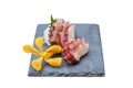 Isolated Squid Tentacle Sashimi served with Sliced Radish Royalty Free Stock Photo