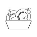 Isolated stack of cleaned dishes icon Vector