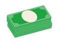 Isolated Stack of dollars. Green bills. Money and wealth. Banknotes. American currency. Bucks. Finance and economics.