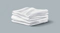 An isolated stack of folded white kitchen towels on a white background. Modern realistic illustration of a cotton