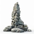 Precariously Balanced Rock Formation, Isolated on White Background Royalty Free Stock Photo