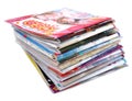 Isolated stack of old magazines