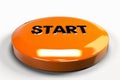Isolated start button on pure white background for web design and user interface concepts
