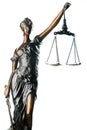 Isolated statue of goddess of justice Themis on the white background