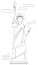 Isolated statue of liberty on white background. Line art vector illustration Royalty Free Stock Photo