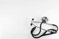 Isolated stethoscope phonendoscope on white background, copy space for text.