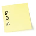 Isolated Sticky Note Listing Black tick-boxes Royalty Free Stock Photo