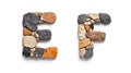 Isolated Stone Letters E and F on White Background