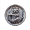 Isolated stone medallion. element of venice left decoration of an old house in Venice