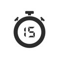 Isolated stopwatch icon with fifteen seconds