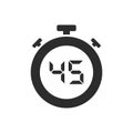 Isolated stopwatch icon with forty five seconds