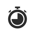 Isolated stopwatch icon quarter to on a white background