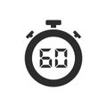 Isolated stopwatch icon with sixty seconds