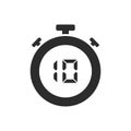 Isolated stopwatch icon with ten seconds