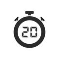 Isolated stopwatch icon with twenty seconds