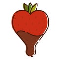 Isolated strawberry with chocolate flat design icon Vector