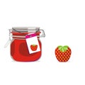 Isolated strawberry jam jar and fruit Royalty Free Stock Photo